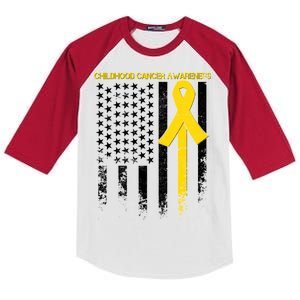 Childhood Cancer Awareness Flag Kids Colorblock Raglan Jersey