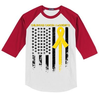 Childhood Cancer Awareness Flag Kids Colorblock Raglan Jersey