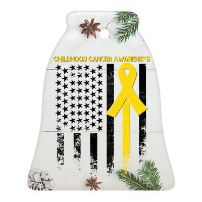 Childhood Cancer Awareness Flag Ceramic Bell Ornament