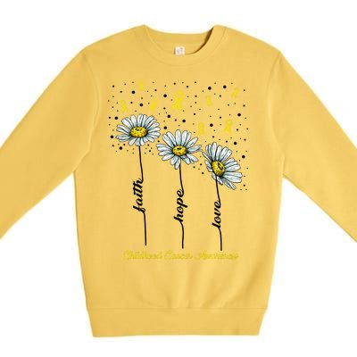 Childhood Cancer Awareness Flower Ribbons Premium Crewneck Sweatshirt