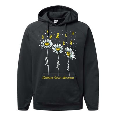 Childhood Cancer Awareness Flower Ribbons Performance Fleece Hoodie