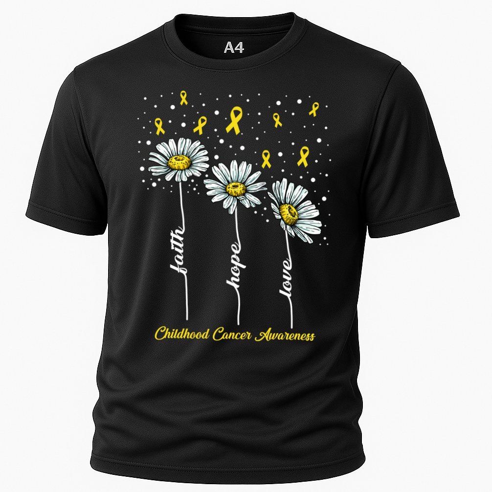 Childhood Cancer Awareness Flower Ribbons Cooling Performance Crew T-Shirt