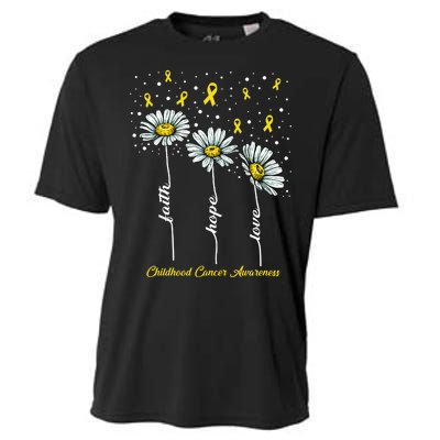 Childhood Cancer Awareness Flower Ribbons Cooling Performance Crew T-Shirt