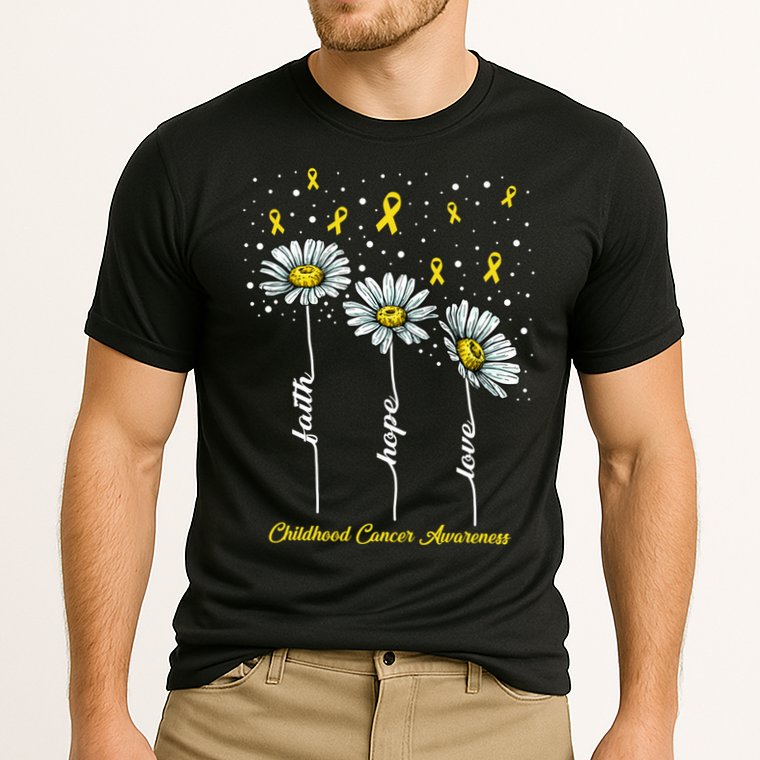 Childhood Cancer Awareness Flower Ribbons Cooling Performance Crew T-Shirt