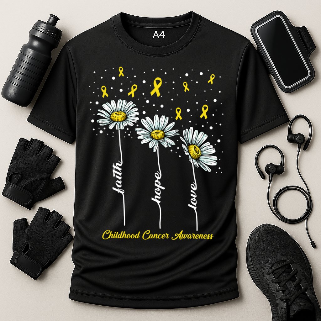 Childhood Cancer Awareness Flower Ribbons Cooling Performance Crew T-Shirt