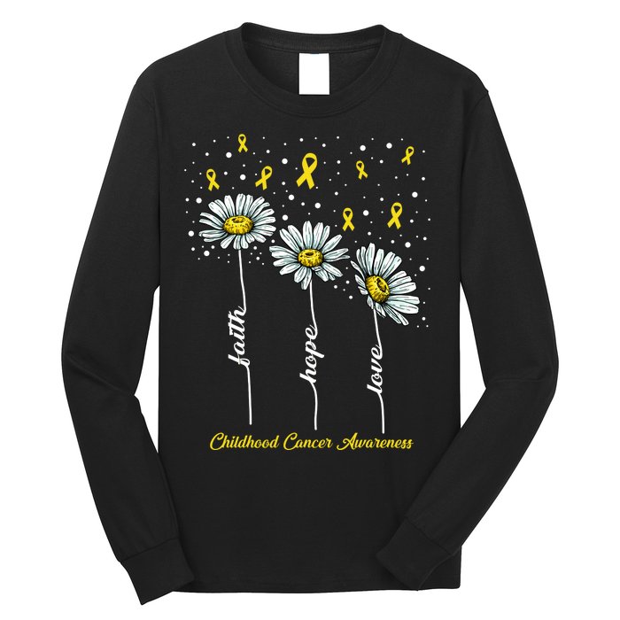 Childhood Cancer Awareness Flower Ribbons Long Sleeve Shirt