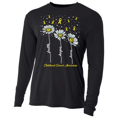 Childhood Cancer Awareness Flower Ribbons Cooling Performance Long Sleeve Crew