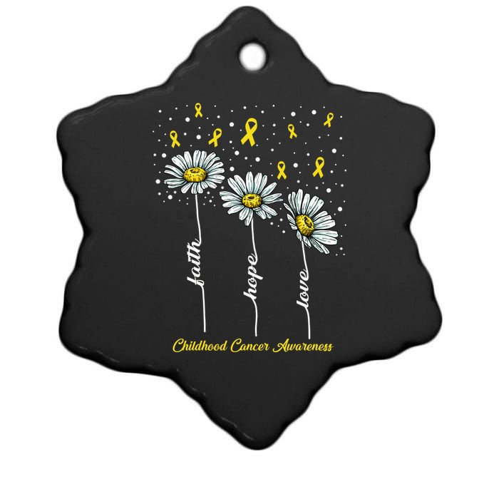 Childhood Cancer Awareness Flower Ribbons Ceramic Star Ornament