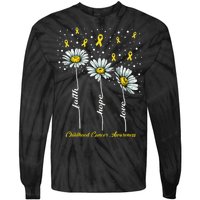 Childhood Cancer Awareness Flower Ribbons Tie-Dye Long Sleeve Shirt