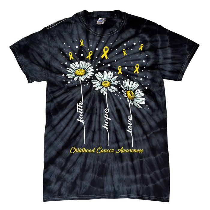 Childhood Cancer Awareness Flower Ribbons Tie-Dye T-Shirt