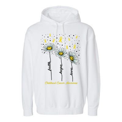 Childhood Cancer Awareness Flower Ribbons Garment-Dyed Fleece Hoodie