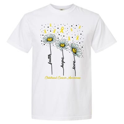 Childhood Cancer Awareness Flower Ribbons Garment-Dyed Heavyweight T-Shirt