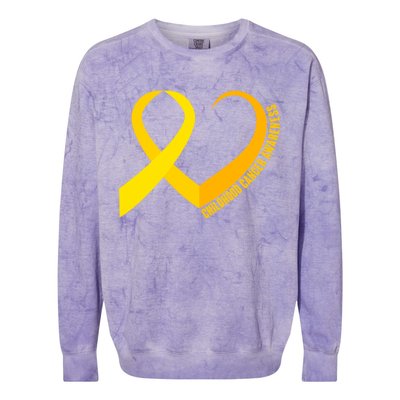 Childhood Cancer Awareness Yellow Ribbon Heart Colorblast Crewneck Sweatshirt