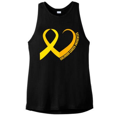 Childhood Cancer Awareness Yellow Ribbon Heart Ladies PosiCharge Tri-Blend Wicking Tank