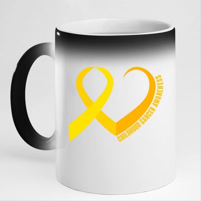 Childhood Cancer Awareness Yellow Ribbon Heart 11oz Black Color Changing Mug