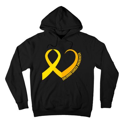 Childhood Cancer Awareness Yellow Ribbon Heart Hoodie