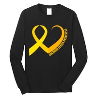 Childhood Cancer Awareness Yellow Ribbon Heart Long Sleeve Shirt