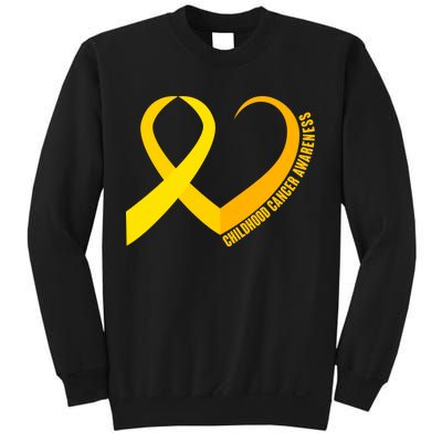 Childhood Cancer Awareness Yellow Ribbon Heart Sweatshirt