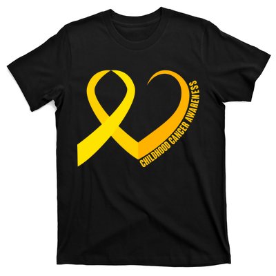 Childhood Cancer Awareness Yellow Ribbon Heart T-Shirt