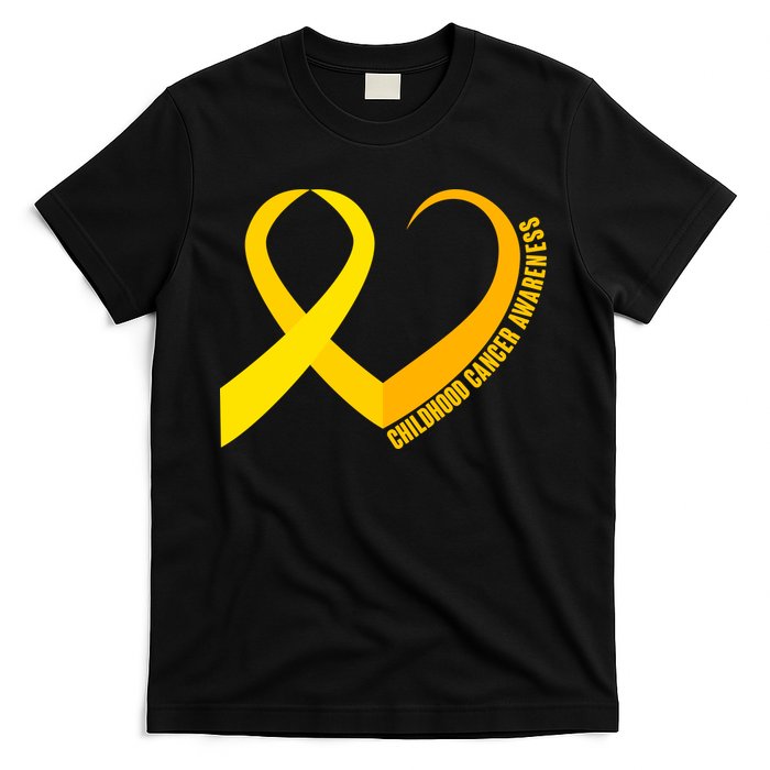 Childhood Cancer Awareness Yellow Ribbon Heart T-Shirt