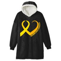 Childhood Cancer Awareness Yellow Ribbon Heart Hooded Wearable Blanket