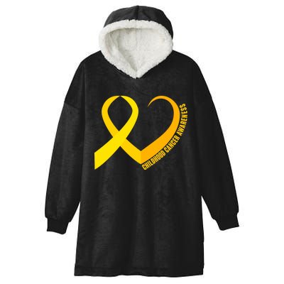 Childhood Cancer Awareness Yellow Ribbon Heart Hooded Wearable Blanket