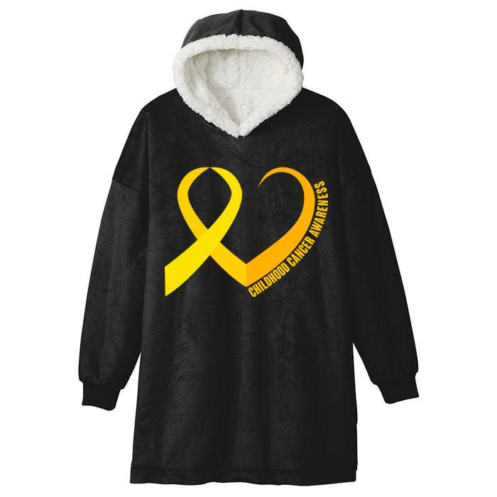 Childhood Cancer Awareness Yellow Ribbon Heart Hooded Wearable Blanket