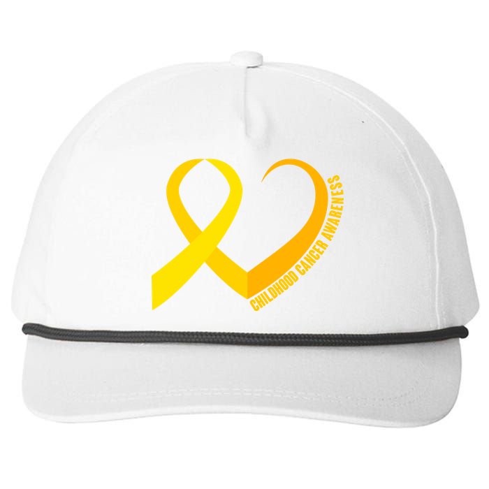 Childhood Cancer Awareness Yellow Ribbon Heart Snapback Five-Panel Rope Hat