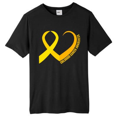 Childhood Cancer Awareness Yellow Ribbon Heart Tall Fusion ChromaSoft Performance T-Shirt