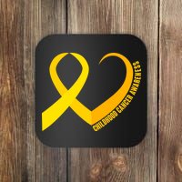 Childhood Cancer Awareness Yellow Ribbon Heart Coaster