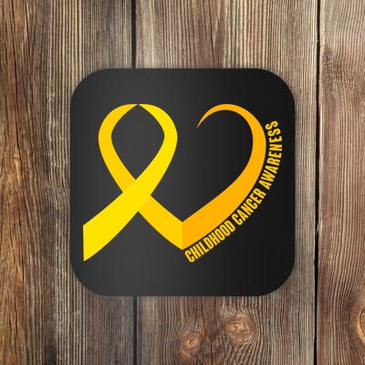 Childhood Cancer Awareness Yellow Ribbon Heart Coaster