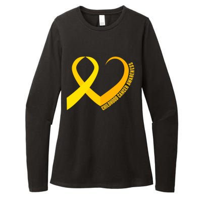 Childhood Cancer Awareness Yellow Ribbon Heart Womens CVC Long Sleeve Shirt