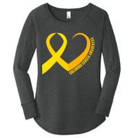 Childhood Cancer Awareness Yellow Ribbon Heart Women's Perfect Tri Tunic Long Sleeve Shirt