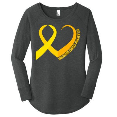 Childhood Cancer Awareness Yellow Ribbon Heart Women's Perfect Tri Tunic Long Sleeve Shirt