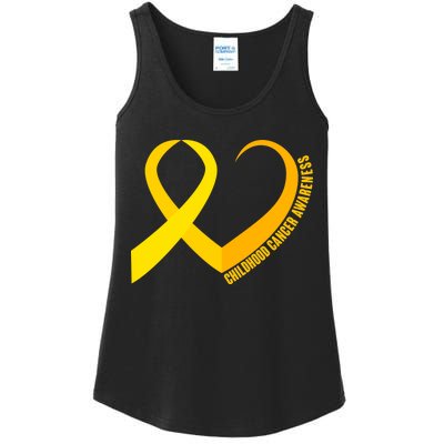 Childhood Cancer Awareness Yellow Ribbon Heart Ladies Essential Tank