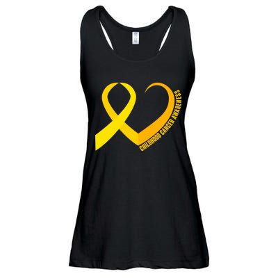 Childhood Cancer Awareness Yellow Ribbon Heart Ladies Essential Flowy Tank