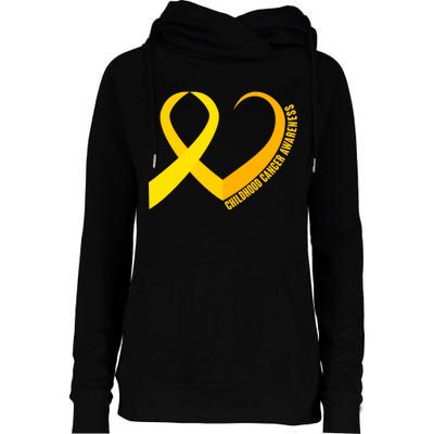 Childhood Cancer Awareness Yellow Ribbon Heart Womens Funnel Neck Pullover Hood