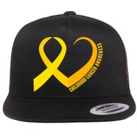 Childhood Cancer Awareness Yellow Ribbon Heart Flat Bill Trucker Hat