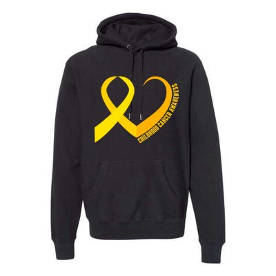 Childhood Cancer Awareness Yellow Ribbon Heart Premium Hoodie