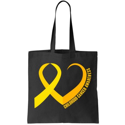 Childhood Cancer Awareness Yellow Ribbon Heart Tote Bag