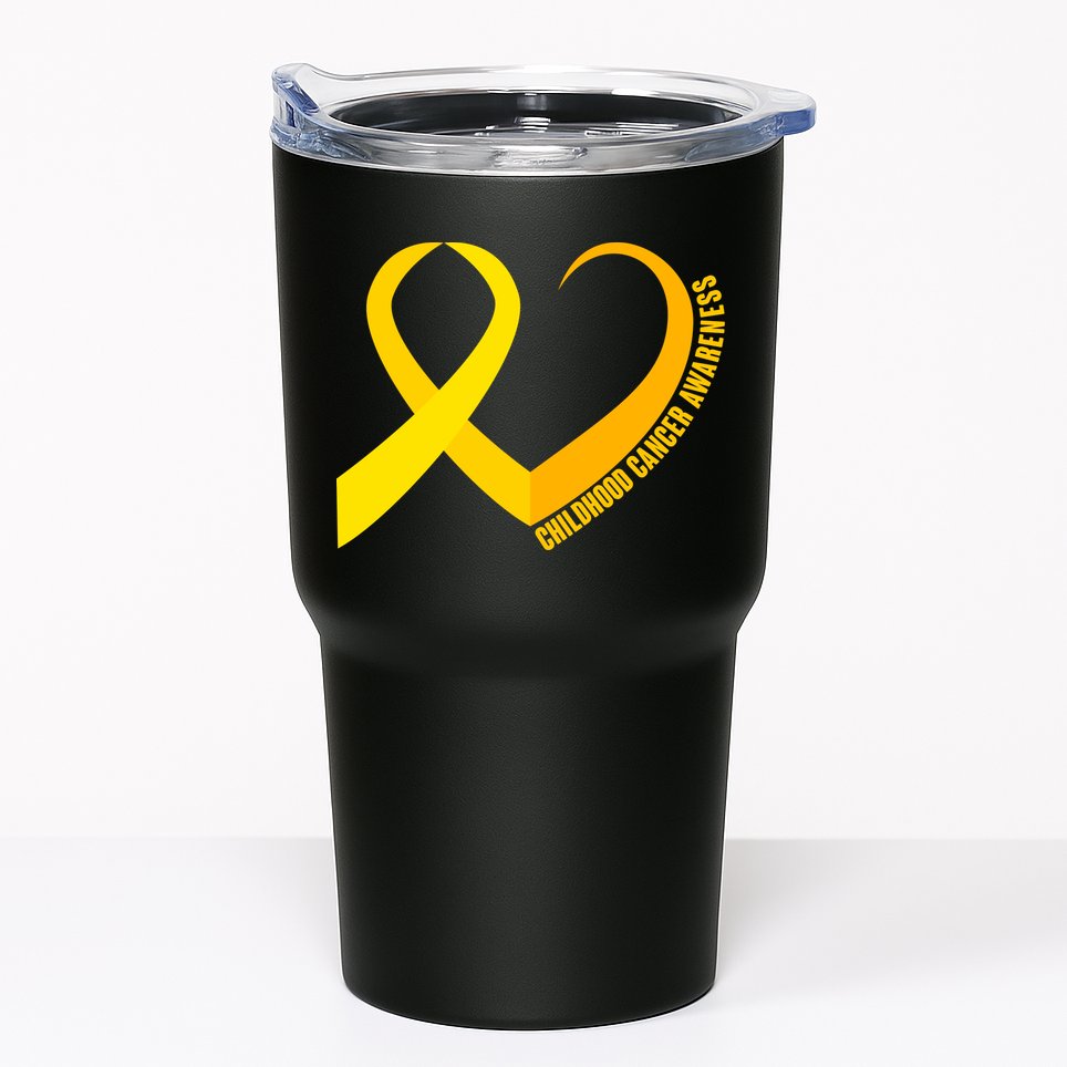 Childhood Cancer Awareness Yellow Ribbon Heart Tumbler