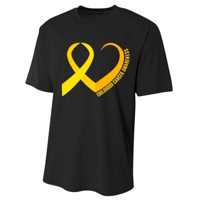 Childhood Cancer Awareness Yellow Ribbon Heart Performance Sprint T-Shirt