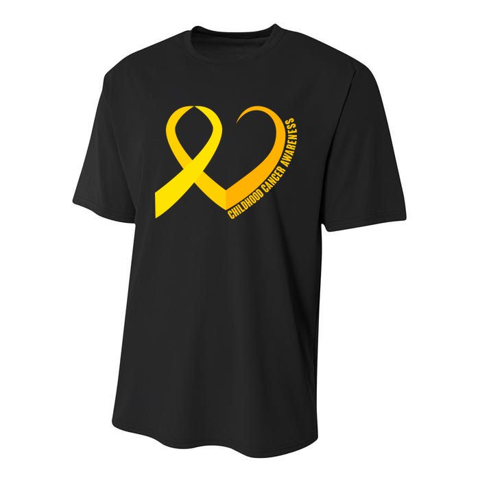 Childhood Cancer Awareness Yellow Ribbon Heart Youth Performance Sprint T-Shirt