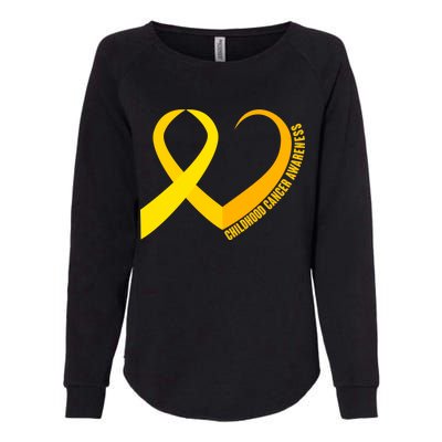 Childhood Cancer Awareness Yellow Ribbon Heart Womens California Wash Sweatshirt