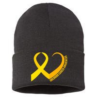 Childhood Cancer Awareness Yellow Ribbon Heart Sustainable Knit Beanie