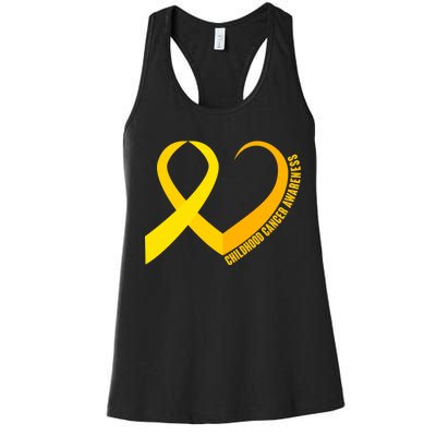 Childhood Cancer Awareness Yellow Ribbon Heart Women's Racerback Tank