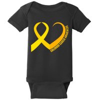 Childhood Cancer Awareness Yellow Ribbon Heart Baby Bodysuit