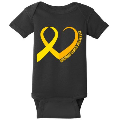 Childhood Cancer Awareness Yellow Ribbon Heart Baby Bodysuit