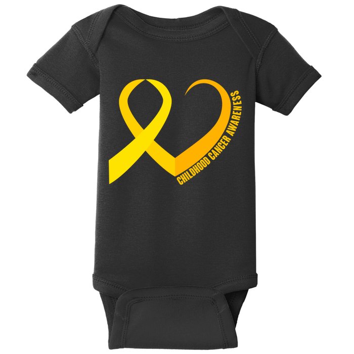 Childhood Cancer Awareness Yellow Ribbon Heart Baby Bodysuit