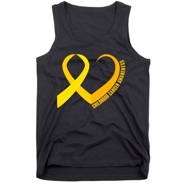 Childhood Cancer Awareness Yellow Ribbon Heart Tank Top